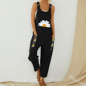 85% Cotton 15% Linen Daisy Overalls